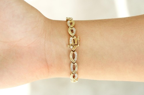 2.0 Carats Fancy Diamond Eternity Link Bracelet Yellow Gold 14K - Picture 2 of 5