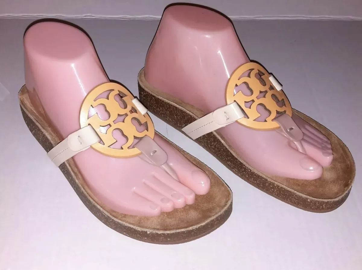 Rose gold tory burch miller sandals cheap