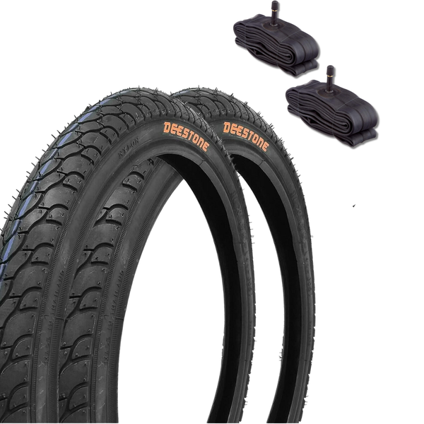 2 Reifen 16X1.75 (44-305) + 2 SchläUche Schrader Deestone City-Bike Schwarz-image