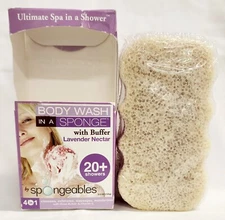 Spongeables LAVENDER NECTAR Body Wash In Sponge 4-In-1 Buffer 3.5 oz/100g New