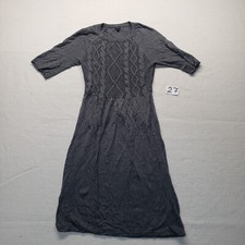 Madison Dress Solid Gray Short Sleeve Midi Knit Square Neck Adult Womens S Small