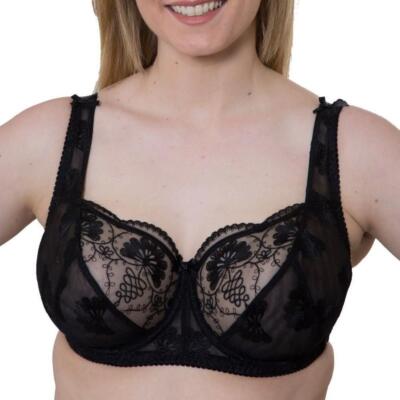 Gemm Damen Vollschale ungepolstert Spitze Bügel BH schwarz 34-46 D-J Cup NEU