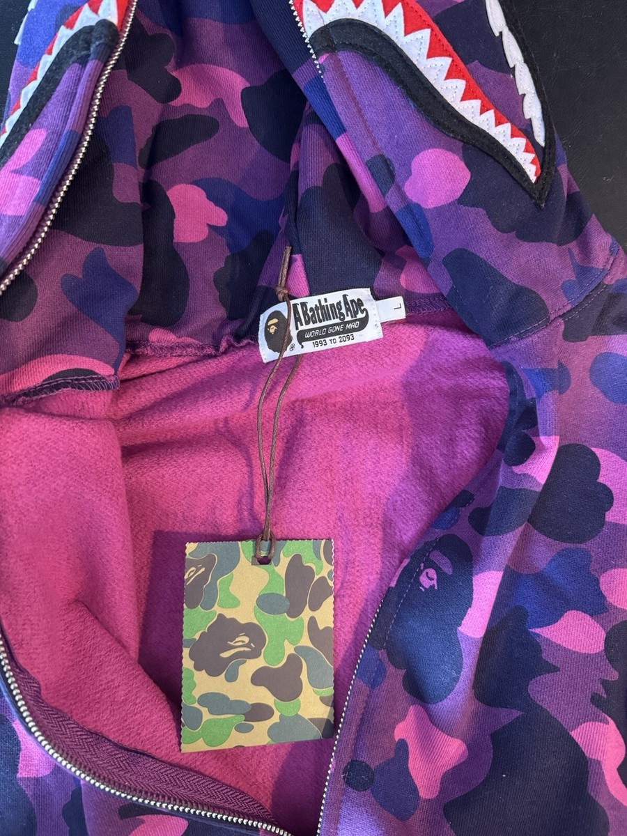 BAPE Color Camo Shark Full Zip Hoodie 'Purple' | eBay