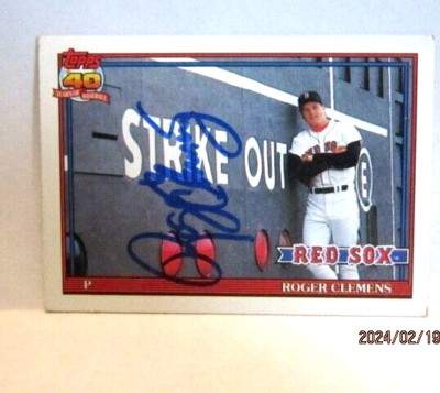 ROGER CLEMENS 1991 TOPPS 40TH ANNIVERSARY AUTOGRAPHED CARD#530!RED