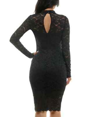 Emerald Sundae Juniors' Glitter Lace Bodycon Dress, BLACK, SIZE-L