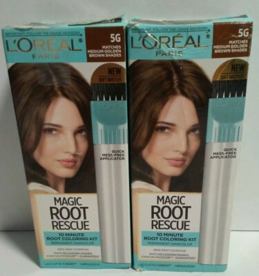 2 Boxes L'Oreal Magic Root Rescue Root Coloring Kit  5G Medium Golden Brown New