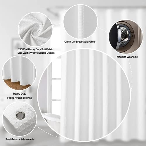 Extra Long Waffle Shower Curtain - Heavy Duty 96"W x 72"L (Pack of 1) White - Picture 6 of 7