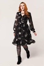 Hell Bunny Womens Over The Moon Dress Size Large UK 14 IMPERFECTION