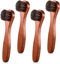 4 Pcs Horsehair Shine Shoes Brush Kit Polish Dauber Applicators Cleaning Leather