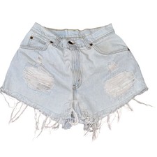 Levi s Vintage90s Distressed Orange Tab Blue Denim Shorts Size 8