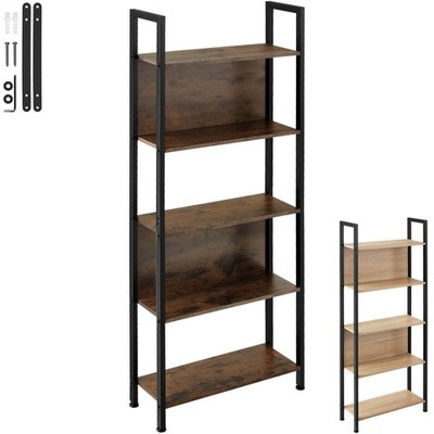 Regal Standregal Bücherregal mit 5 Ebenen Wandregal Holz Metall Industrie Design