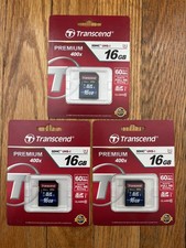 Lot of 3 - Transcend Premium 16GB SDHC SD Mem...