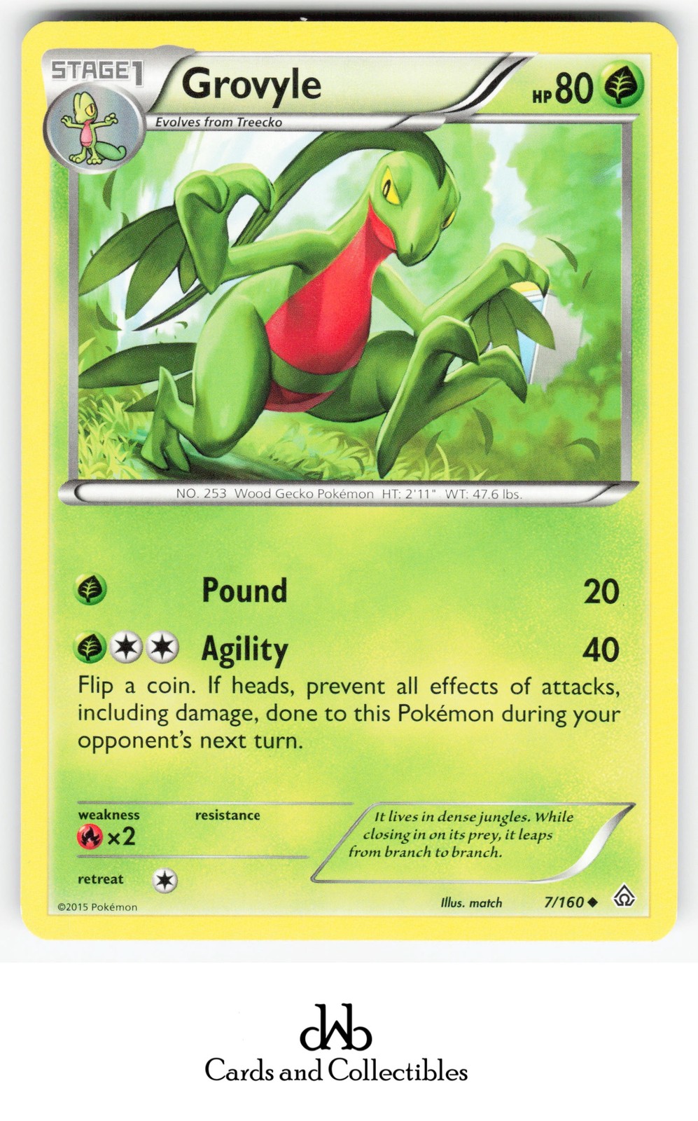 XY - Primal Clash #7/160 Grovyle Uncommon Lightly played