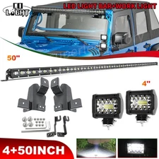 50" + 4" LED Work Light Bar mount bracket Spot Flood Fog Driving ATV SUV Offroad