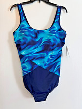 Lands' End Women's Chlorine Resistant One Piece Swimsuit Tummy Control S16 NWT