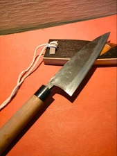 Japanese Deba Knife 220mm Hand Forged Kurouchi Finish Seafood w/ Saya Sheath