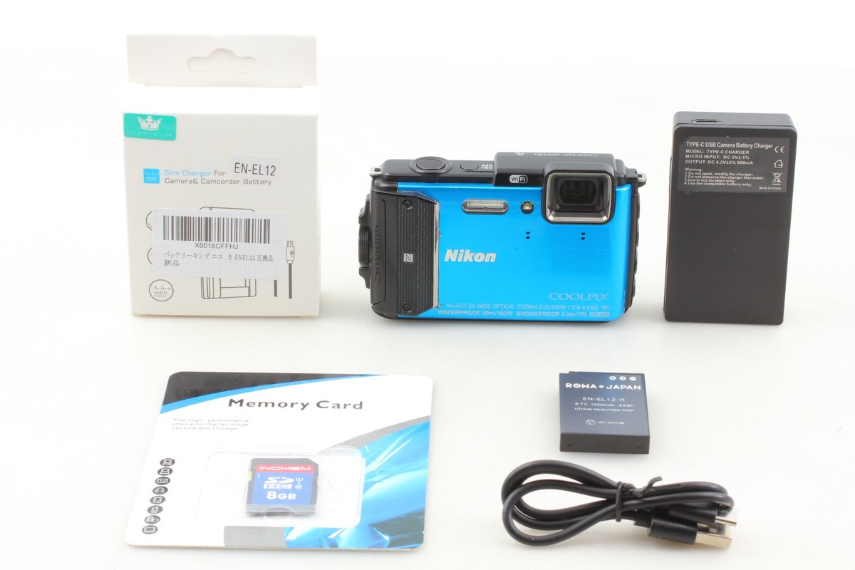 Exc+5] Nikon COOLPIX AW130 16.0MP 5x Zoom Digital Camera Blue From