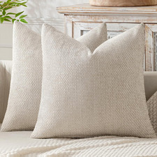 Neutral Throw Pillow Covers, Set of 2, 20x20 Inch