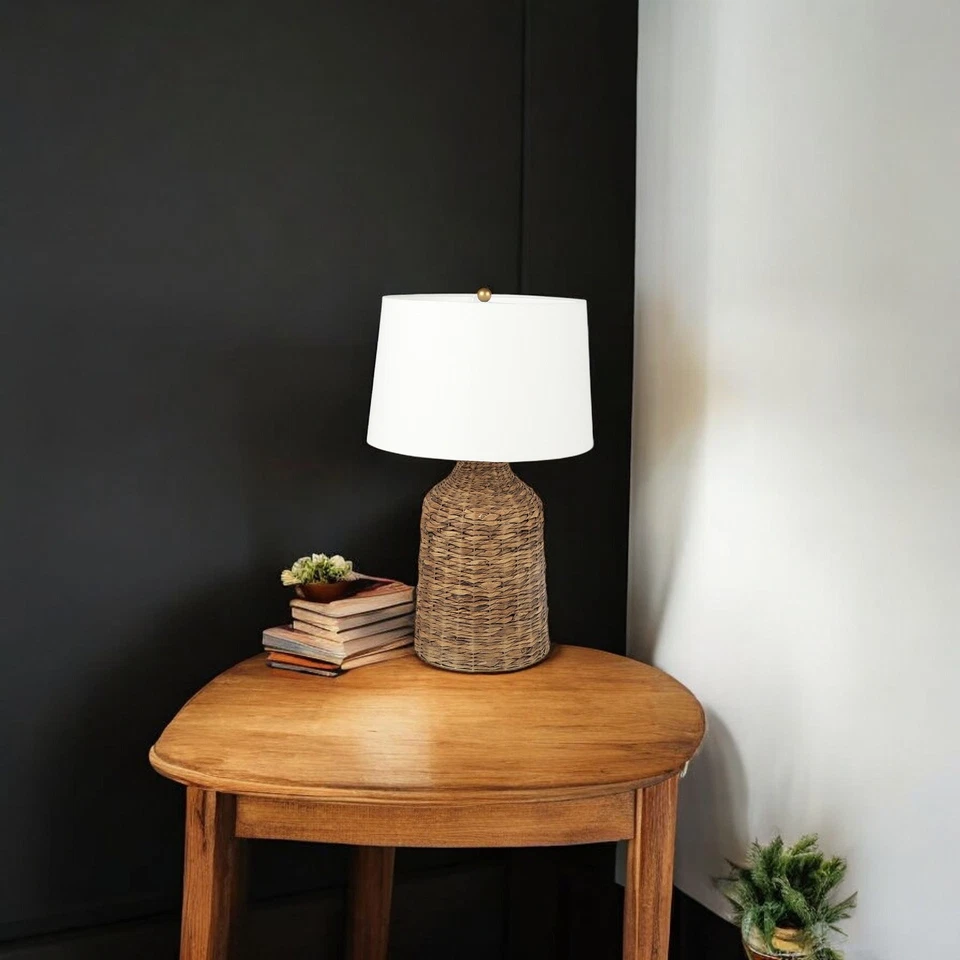 Base Lámpara LED Marrón 19" con Pantalla Blanca Foto 2 de 4