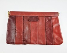 Vintage Red Leather Clutch Bag Made In Hong Kong