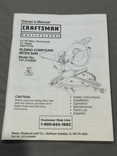 Craftsman Professional 137.212920 Sliding Compound Miter Saw Owners Manual
