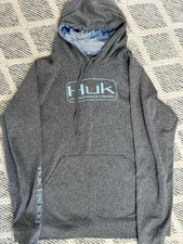 Huk Brand Performance Fleece Pullover Long Sleeve Gray Hoodie Men’s Medium