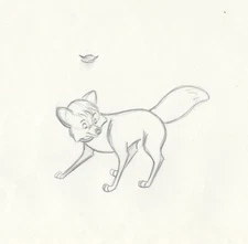 Disney THE FOX AND THE HOUND Animation Drawing of Title Character TOD, 1981