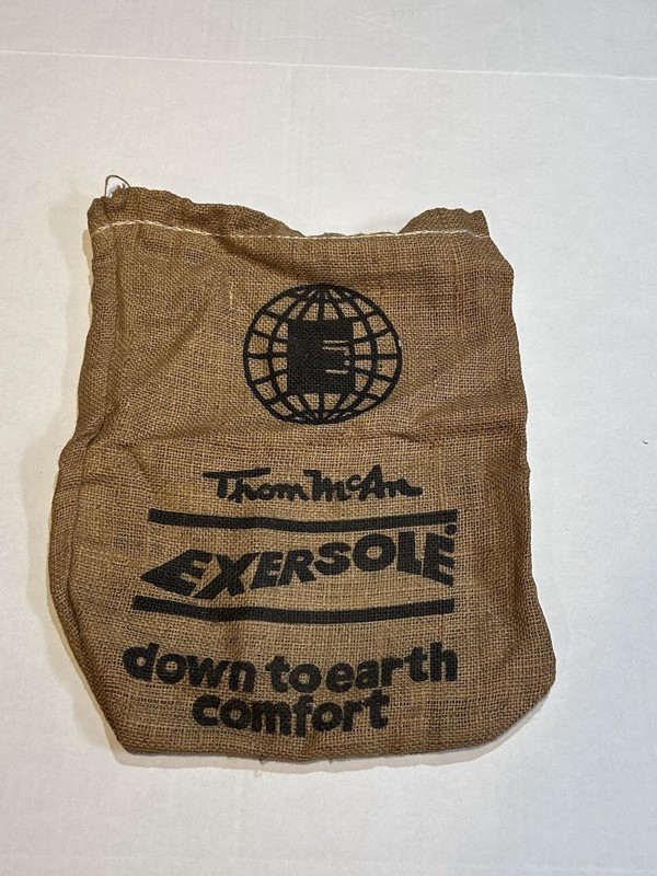 Thom McCan "Down to Earth Comfort" Burlap Advertising Sign Brown/Black