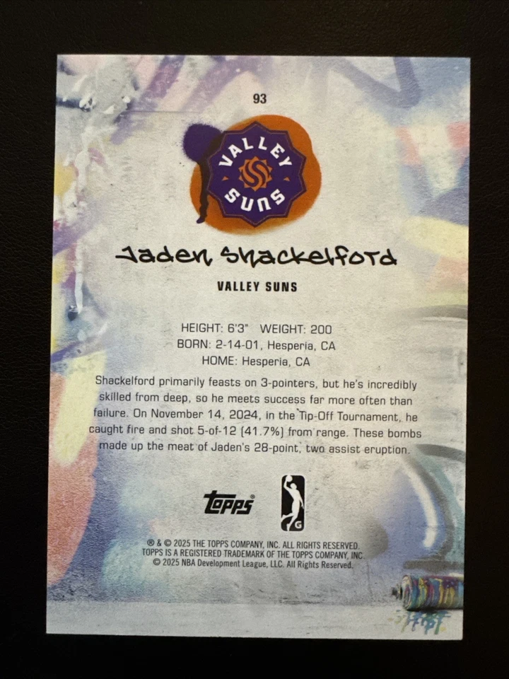 2024-25 Topps G-League - Jaden Shackelford #93 Orange /149 (RC) - Image 2 of 2
