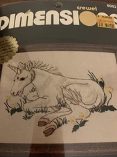 Dimensions Baby Unicorn Crewel Embroidery Kit 6092 1982 by Linda Powell Fantasy