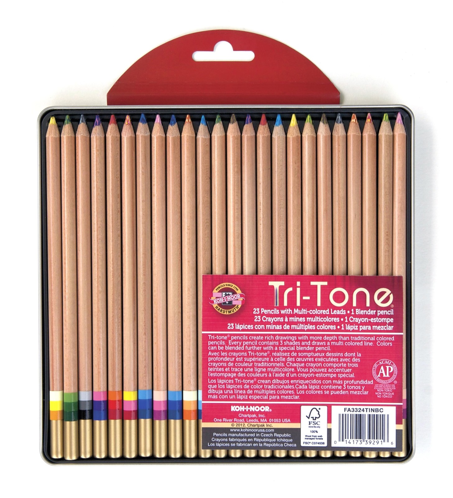 Koh-I-Noor Tri-Tone Multi-Colored Pencil 24 Count (Pack of 1
