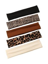 Women's 5 Pcs Grommet Eyelet Headbands Hollow Out One-Size Leopard Brown Multi