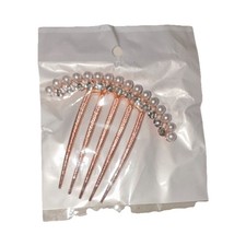 Gold Metal Faux Pearl Beaded Hair Comb Hair Accessory for Women