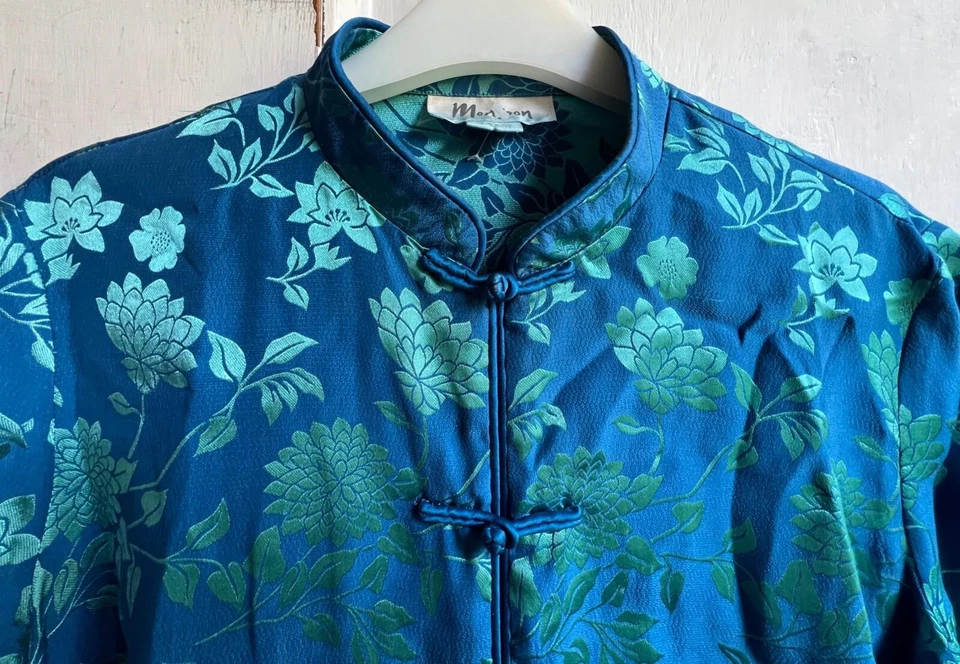 MONSOON Top 16 Silk Blue & Turquoise Oriental Style Kimono Tunic - Image 3 of 4