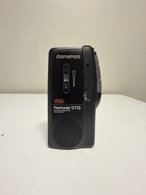 Olympus Pearlcorder S713 Voice Activated Audio Recorder Microcassette Blk Tested