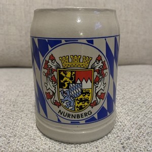 Nurnberg Germany Beer Stein Bavarian Coat of Arms Stoneware Souvenir Mug. 0.5L