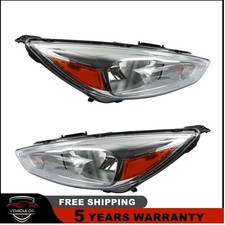 For 2015-2018 Ford Focus Chrome Housing Headlights Pair Lhrh Head Lamps