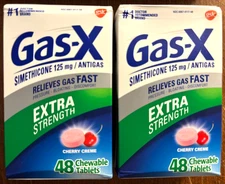 Gas-X Chewable Extra Strength Cherry Creme 48/ct *LOT OF 2* EXP : 07/2026