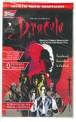 BRAM STOKER'S DRACULA #1 (TOPPS 1992)  SEALED WITH 4 CARDS - Mike Mignola art -