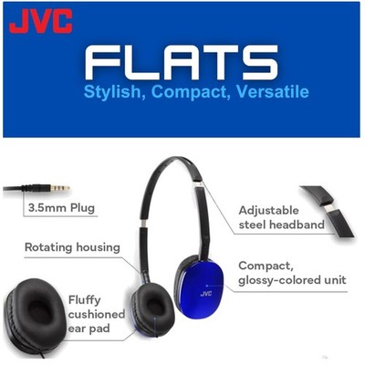 Stylish Blue On-Ear Headphones - Adjustable Steel Band