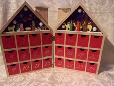 Kurt S. Adler Battery-Operated Wooden LED Nativity Advent Calendar, 11.81"