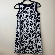Gap Women Black/White Sleeveless Crew Neck Back Opening Mini A-Line Dress Sz S #