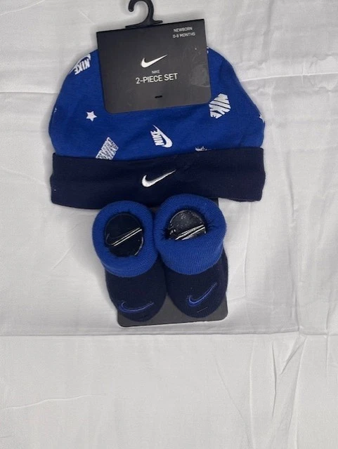 耐克短靴和婴儿床帽短靴新生儿 0/6 个月蓝色 — 第 2/2 张图片
