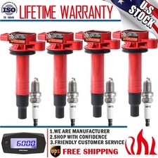 4 Ignition Coils & Platinum Spark Plug For 01-09 Toyota Prius 00-2005 Echo Scion