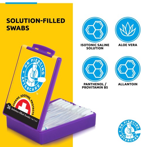 Swabs – Piercing Bump Saline Solution for Cleansing Earring, Nose, Belly, and... - Picture 3 of 9