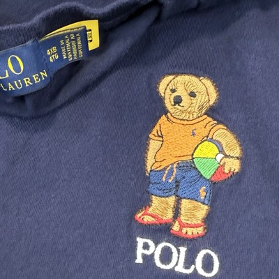 Polo by Ralph Lauren 野球ボール Polo Bear Polo Ralph Lauren Shirt Mens 4XB Blue Beach Ball Bear Embroidered