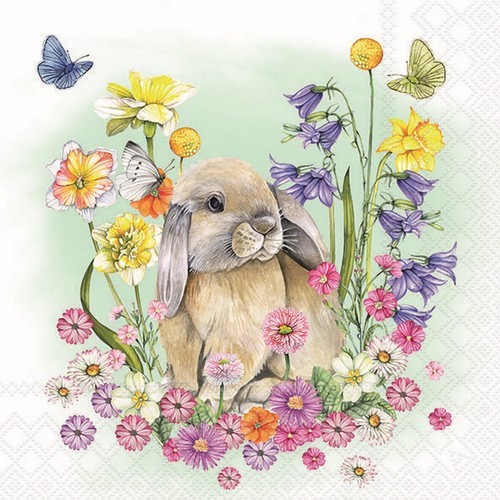 20 Servietten Little Rabbit - Hase Zwischen FrüHlingsblumen 33X33Cm-image