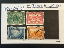 Scott #  401 - 404 Used    2024 Scott Catalogue Value $ 97.50