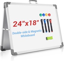 White Board Dry Erase 24" x 18", Magnetic Portable Foldable Whiteboard
