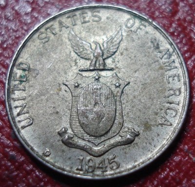 1945-D PHILIPPINES 10 CENTAVOS IN EF CONDITION